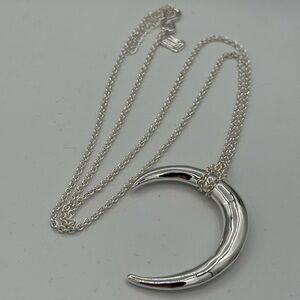 C553 RLM (Robert Lee Morris) white bronze stylized moon pendant necklace 26-28”
